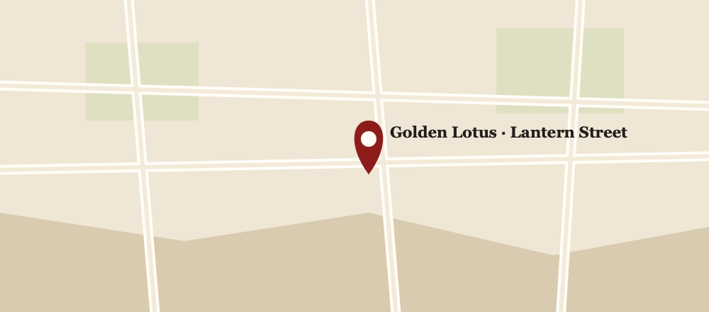 Map showing the location of Golden Lotus on Lantern Street