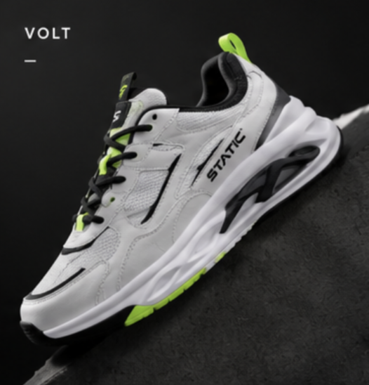 STATIC Volt sneaker in white with neon-green accents
