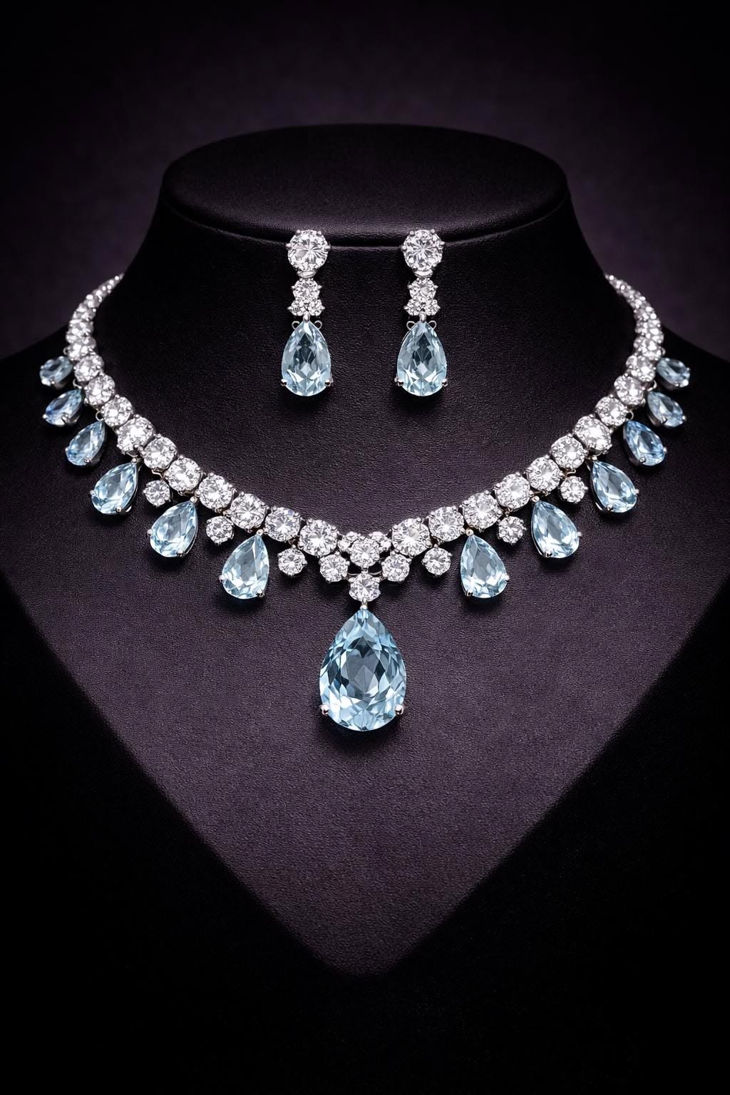 Aquamarine and diamond set