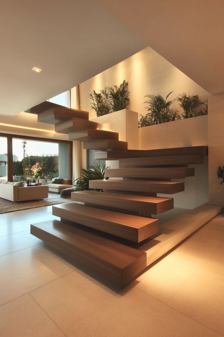 Lumen Gallery — timber staircase in a light-filled commercial interior